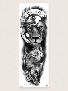 1 Piece Realistic Floral Arm, Tiger, Wolf Large Waterproof Temporary Tattoo Sticker