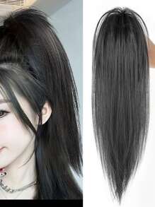 Short Straight Ponytail Synthetic Hair Extension - Black - View 1