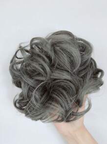 Short Curly Synthetic Hair Bun - Grey - View 4