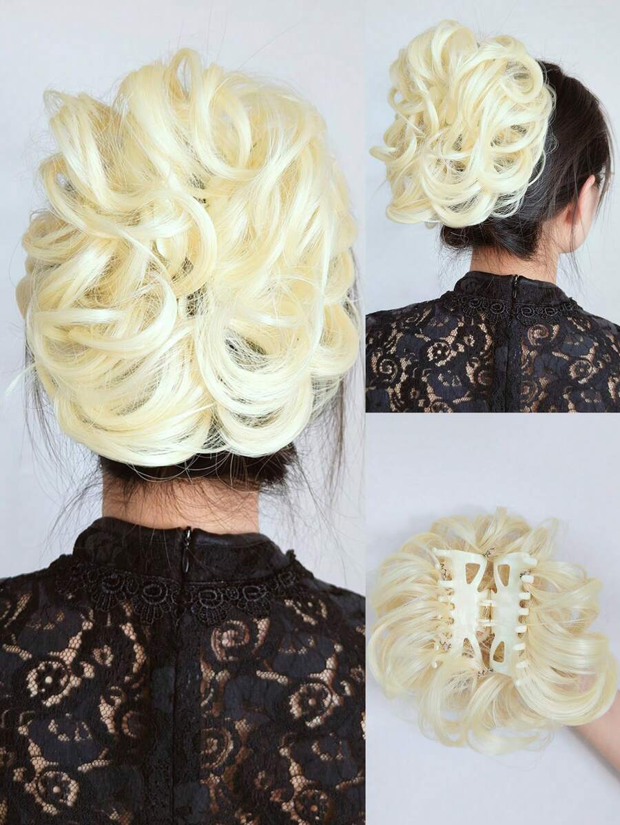 Updo de cabello corto rizado sintético - Beis - Ver 1