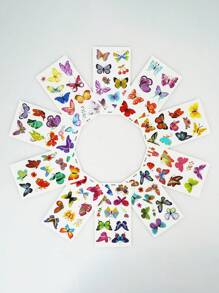 10張小尺寸可愛漂亮蝴蝶樣式假臨時紋身貼DIY身體藝術貼花 - 彩色 - 查看 2