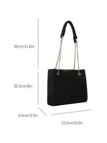 Stitch Detail Square Bag Polyester Black Elegant - Black - View 3