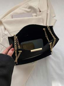 Stitch Detail Square Bag Polyester Black Elegant - Black - View 5