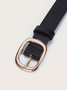 1入組兒童橢圓形搭扣時尚皮帶適用於日常生活 - 黑色 - 查看 4