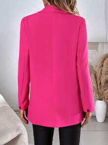 SHEIN BIZwear Double Breasted Lapel Neck Blazer Workwear - Hot Pink - View 2