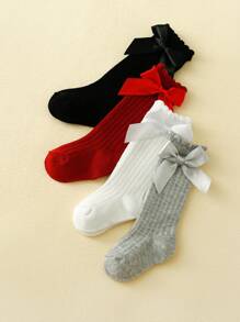 4 đôi Vớ trang trí nơ cho bé trên bắp chân - Nhiều màu - Xem 5