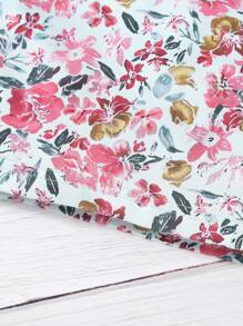 SHEIN 小女童印花吊帶連衣裙和前繫帶上衣套裝 - 彩色 - 查看 7