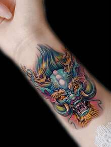 1sheet Dragon Head Pattern Tattoo Sticker