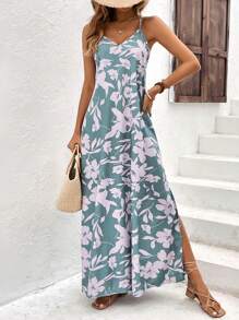 SHEIN LUNE 印花吊帶連衣裙 - 薄荷綠 - 查看 3