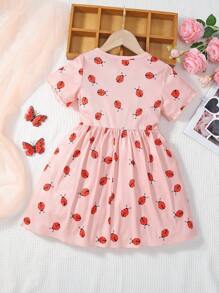 Toddler Girls Ladybugs Print Dress - Pink - View 2