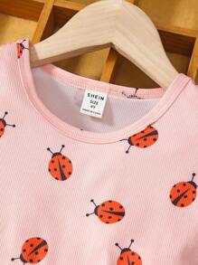 Toddler Girls Ladybugs Print Dress - Pink - View 3