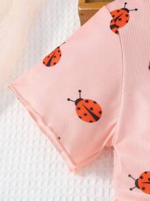 Toddler Girls Ladybugs Print Dress - Pink - View 4