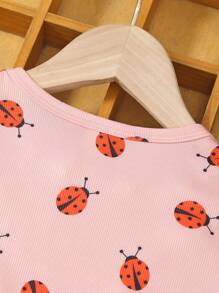 Toddler Girls Ladybugs Print Dress - Pink - View 7