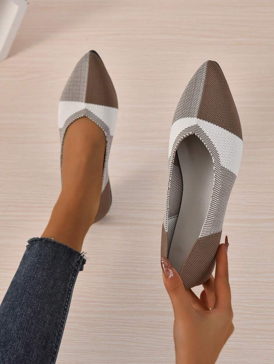 Giày bệt ba lê mũi nhọn màu sắc cho nữ, Giày bệt bằng vải ngoài trời thanh lịch - Nhiều màu - Xem 1