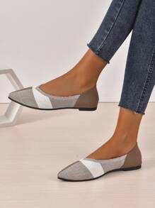 Giày bệt ba lê mũi nhọn màu sắc cho nữ, Giày bệt bằng vải ngoài trời thanh lịch - Nhiều màu - Xem 3