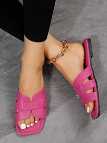 Sandalias planas rosadas minimalistas para mujer, de moda para el verano