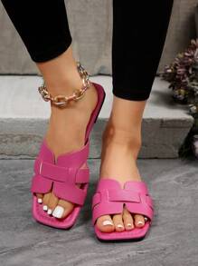 Sandalias planas rosadas minimalistas para mujer, de moda para el verano