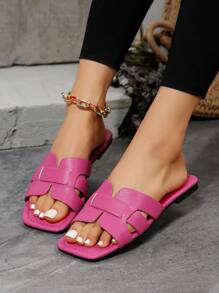 Sandalias planas rosadas minimalistas para mujer, de moda para el verano