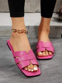 Sandalias planas rosadas minimalistas para mujer, de moda para el verano