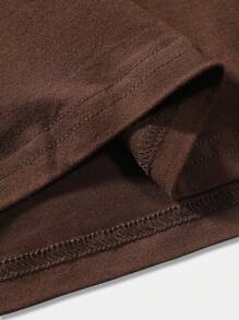 ROMWE MEN Street Life Men Letter Graphic Tee - Coffee Brown - View 8