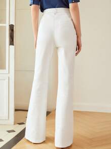 MOTF PREMIUM FLARED BUTTON-FLY LEG TROUSERS - White - View 6