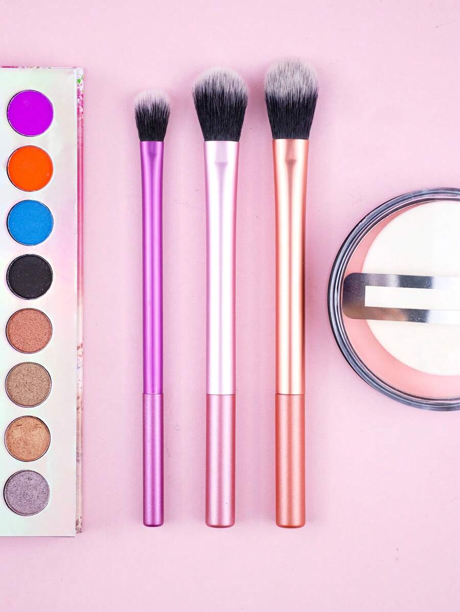 3件套眼影刷高光刷化妆刷套装，化妆工具，化妆刷套装，化妆刷套装，化妆刷套装，全套化妆工具，化妆刷套装，全套化妆工具，刷子套装，化妆刷套装，化妆礼盒套装 - 彩色 - 查看 1