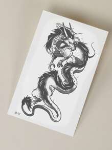 1sheet Dragon Pattern Tattoo Sticker - Black - View 5