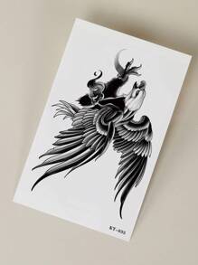 1 件黑鷹張開翅膀圖案大手臂身體臨時紋身貼紙 - 黑色 - 查看 5