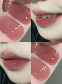 Gege Bear 水光澤度唇釉,保濕高度色素沉著持久唇彩果凍液體口紅 - 藕粉色 - 查看 2