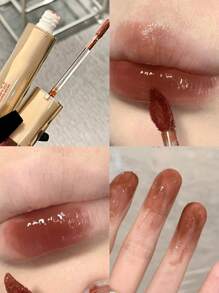 Gege Bear 水光澤度唇釉,保濕高度色素沉著持久唇彩果凍液體口紅 - 巧克力棕 - 查看 2