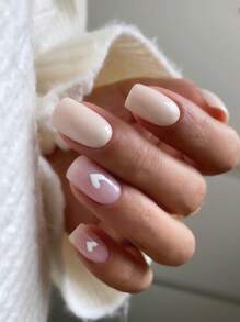 24 chiếc Dài Hình Trái Tim Vuông In Hình Móng Tay Giả & 1 Dũa Móng Tay & 1 Tấm Băng Keo - Nhiều màu - Xem 1