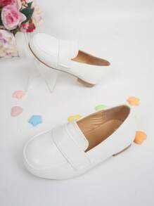 Baby Girls Solid PU Slip-on Flats - White - View 2