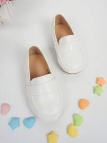 Baby Girls Solid PU Slip-on Flats - White - View 4