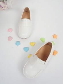 Baby Girls Solid PU Slip-on Flats - White - View 7