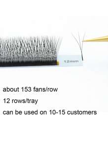 12lines NAGARAKU Automatic Flowering 3DW Shape Bloom Premade Fans Eyelash Extensions Natural Soft Light Individual 8-12mm Lash Clusters,Eye Lash Clusters,Individual Eyelashes,Lashes,Fake Lashes - Black - View 4