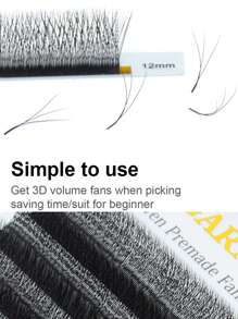 12lines NAGARAKU Automatic Flowering 3DW Shape Bloom Premade Fans Eyelash Extensions Natural Soft Light Individual 8-12mm Lash Clusters,Eye Lash Clusters,Individual Eyelashes,Lashes,Fake Lashes - Black - View 7