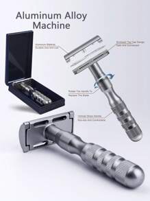 jifuli Cổ điển Đôi Cạnh An Toàn Dao Cạo, 1 Máy Tính Hướng Dẫn Sử Dụng Dụng Cụ Tẩy Lông Râu Tẩy Lông Dao Cạo Sạch Dao Cạo Râu Nam - Màu Đen Súng - Xem 2