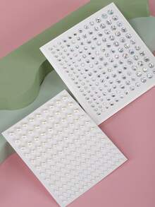 珍珠宝石贴纸，2 张水钻和人造珍珠眼纹身贴纸宝石 DIY 身体艺术贴花