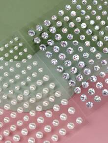 珍珠宝石贴纸，2 张水钻和人造珍珠眼纹身贴纸宝石 DIY 身体艺术贴花