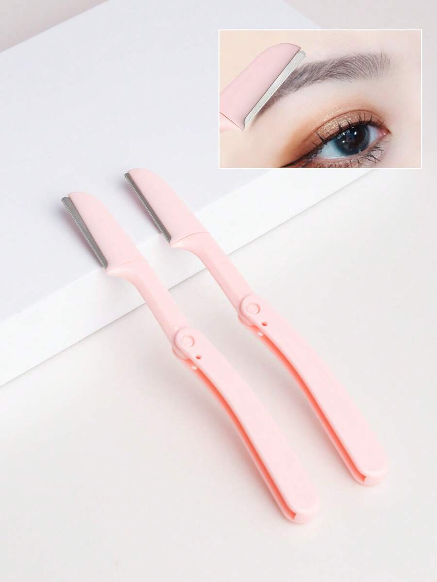 NEFOUME Eyebrow Razor, 2Pcs Eyebrow Scraper Stainless Steel Foldable Makeup Tool For Daily Use,Cheap,Stocking Stuffers,Makeup,Makeup Tools,Cheap Stuff,Gifts,Gifts For Women,Christmas Gifts - Baby Pink - View 1