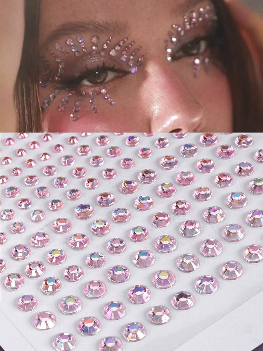 1pc Multicolor 3d Multiple Surface Simulated Gemstone Face Sticker For Diy Makeup, Party Eye & Face Decoration - Multicolor - View 1