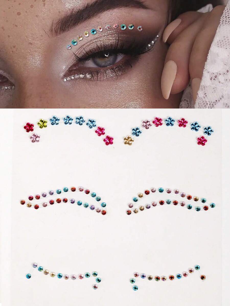 1sheet Rhinestone Eye Tattoo Sticker - Multicolor - View 1