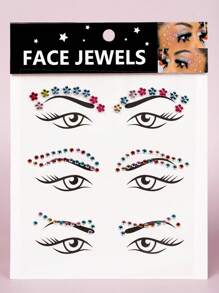 1sheet Rhinestone Eye Tattoo Sticker - Multicolor - View 2