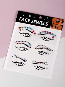 1sheet Rhinestone Eye Tattoo Sticker - Multicolor - View 5