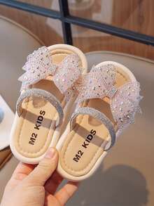 Chicas Zapatillas con diamante de imitación & con diseño de lazo para verano - Rosa - Ver 3