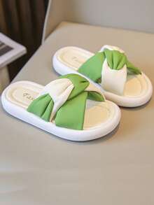 Chicos Zapatillas con tira cruzada con diseño de fruncido para verano - Beis - Ver 2