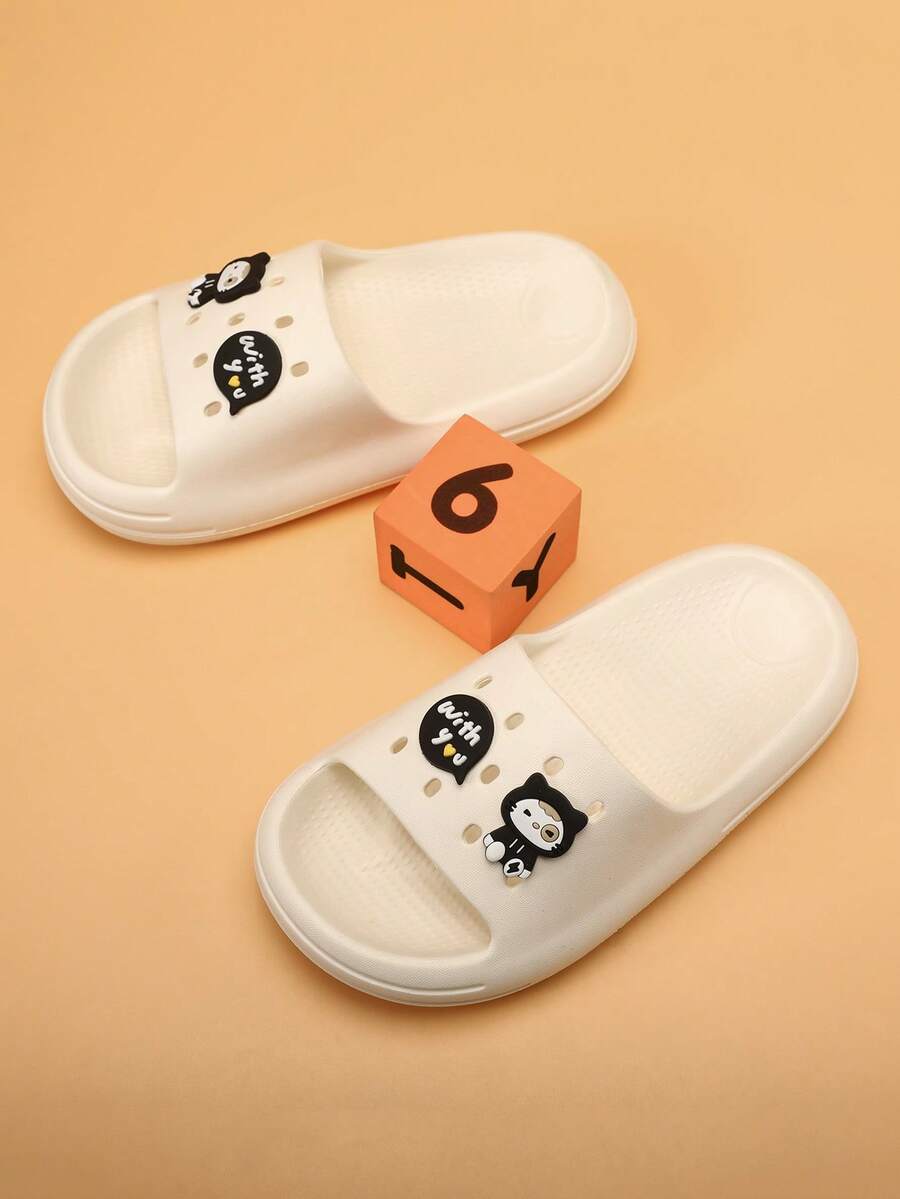 Chicos Zapatillas antideslizante con diseño de dibujos animados para interior - Beis - Ver 1