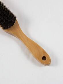 木質鬍鬚刷清潔鬍鬚造型，復古油頭刷，梳理和平滑頭髮，杏色長柄，細齒，不掉毛，便攜式，可清洗，耐用，光滑 - 杏色 - 查看 3