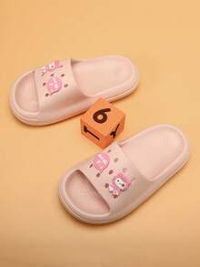 Girls Anti Slip Lightweight Letter Detail Cartoon Cat Decor Slides For Summer - Pink - View 7