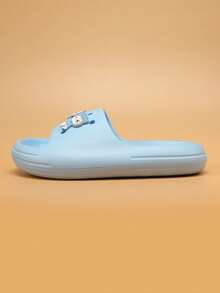 Chicos Chanclas antideslizante ligero con diseño de letra con diseño de gato de dibujos animados para verano - Celeste - Ver 3